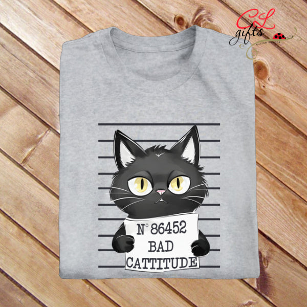 BAD CATTITUDE JAIL MUGSHOT T SHIRT