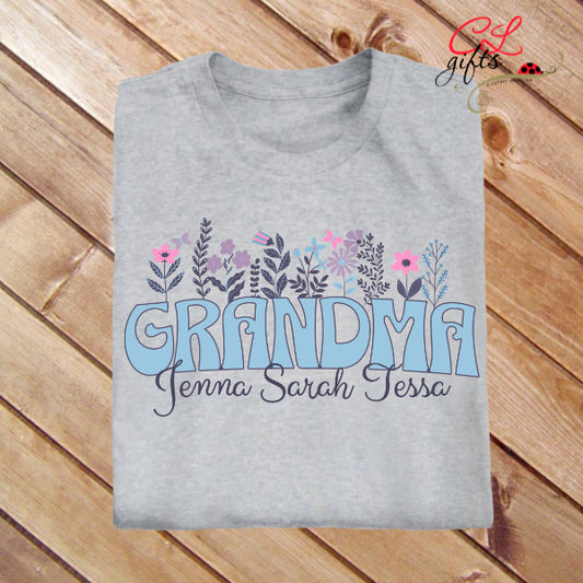 FAMILY NAME FLOWERS PERSONALIZED T SHIRT