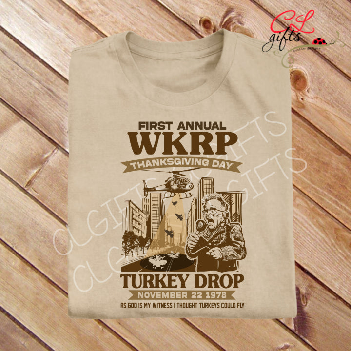 FIRST ANNUAL WKRP TURKEY DROP VERSION 2 T SHIRT