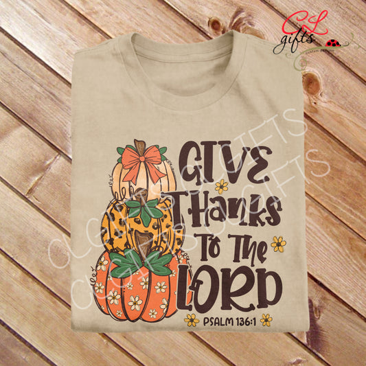 GIVE THANKS TO THE LORD PUMPKIN T SHIRT