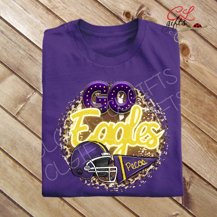 GO EAGLES BRIGHT LIGHTS FOOTBALL PURPLE T SHIRT