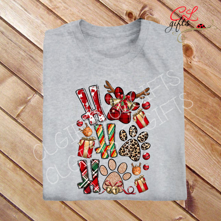 HOHOHO PAW PRINT SPORTS GRAY T SHIRT