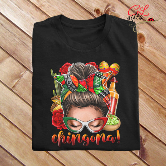 MESSY BUN CHINGONA T SHIRT