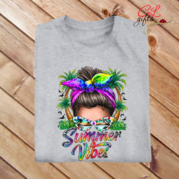 MESSY BUN SUMMER VIBES T SHIRT