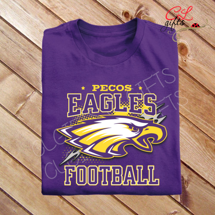 PECOS EAGLES FOOTBALL EAGLE HEAD PURPLE T SHIRT