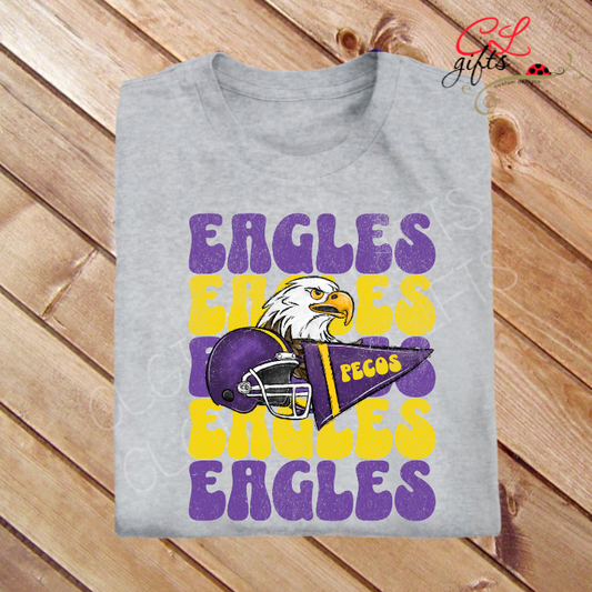PECOS EAGLES STACKED FOOTBALL T SHIRT