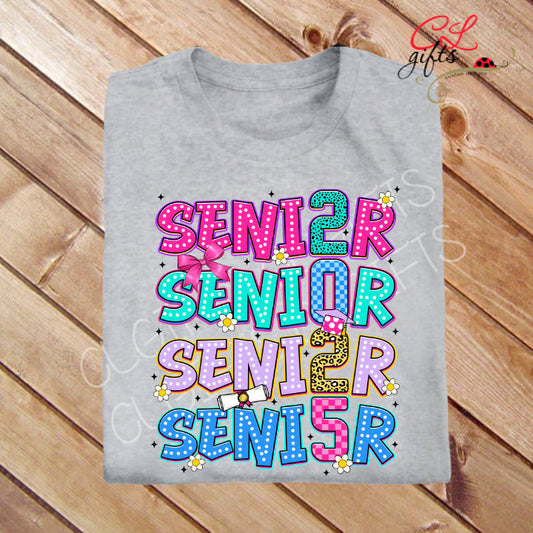 SENIOR 2025 FLOWERS CAPS T SHIRT