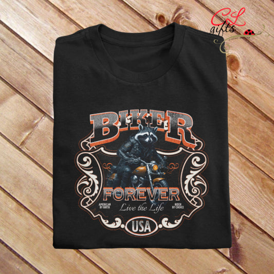 BIKER RACCOON T SHIRT