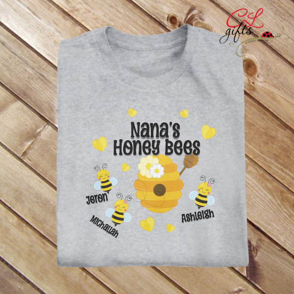 HONEY BEES PERSONALIZED GRANDMA ETC T SHIRT
